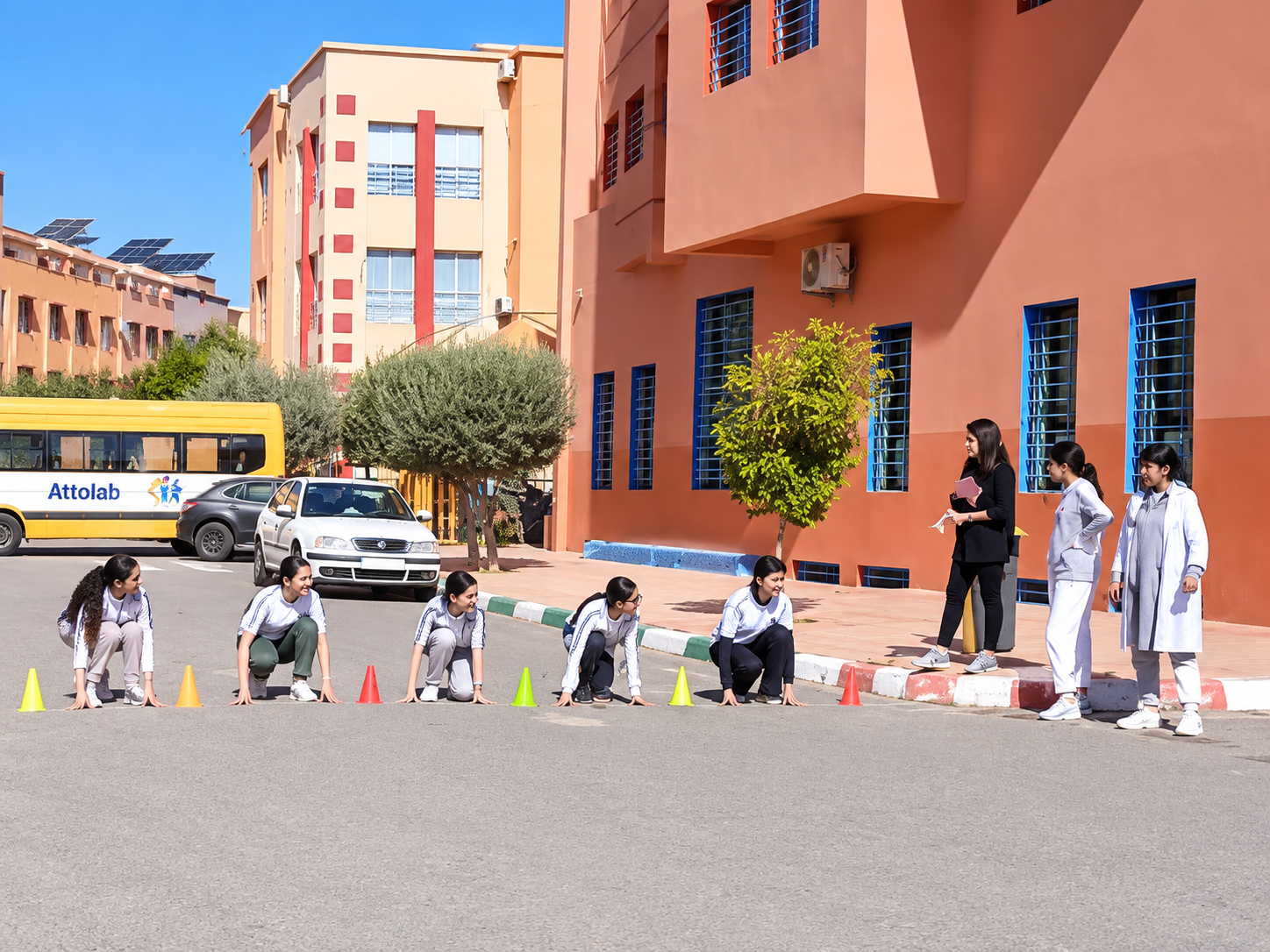 Course scolaire réunissant les élèves dans la cour